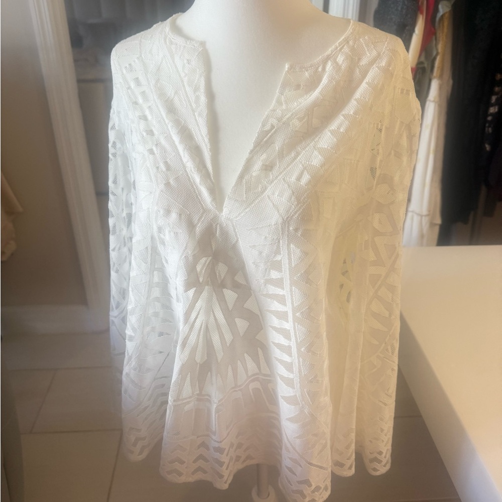 White Lace Long Sleeve Top by BCBG 
Never worn